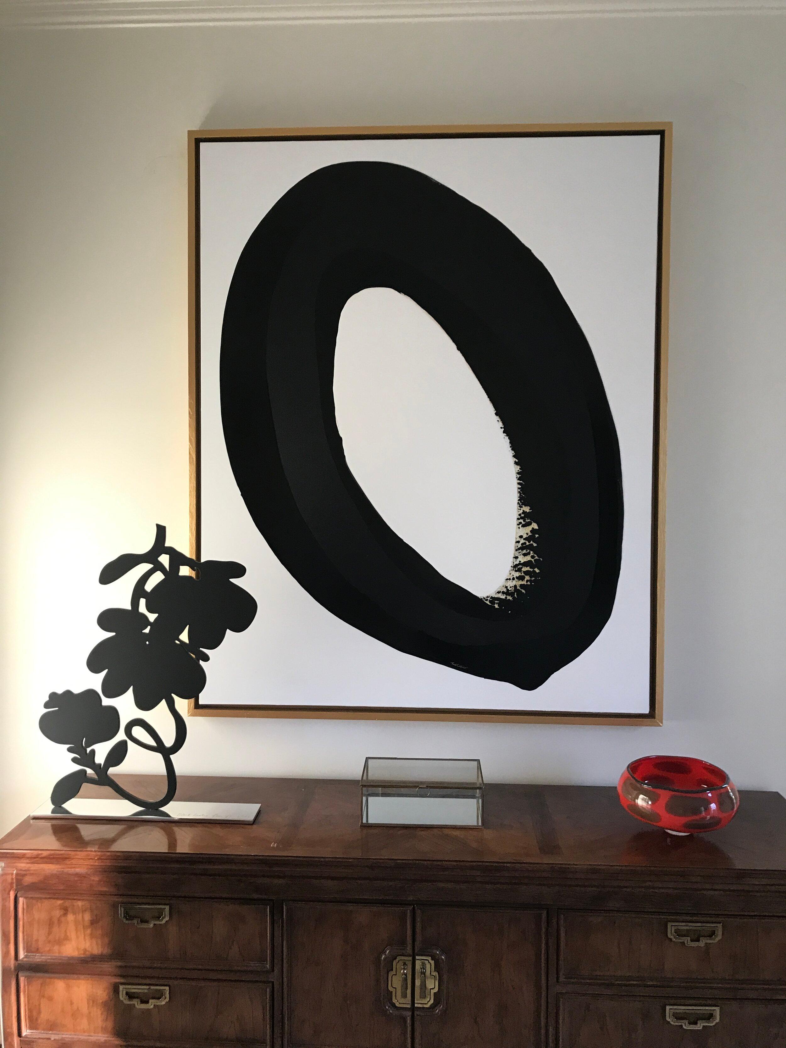 Ted Collier Abstract Painting - Untitled (Black Oval) 2016 Acrylic on Canvas 60” x 48” Framed