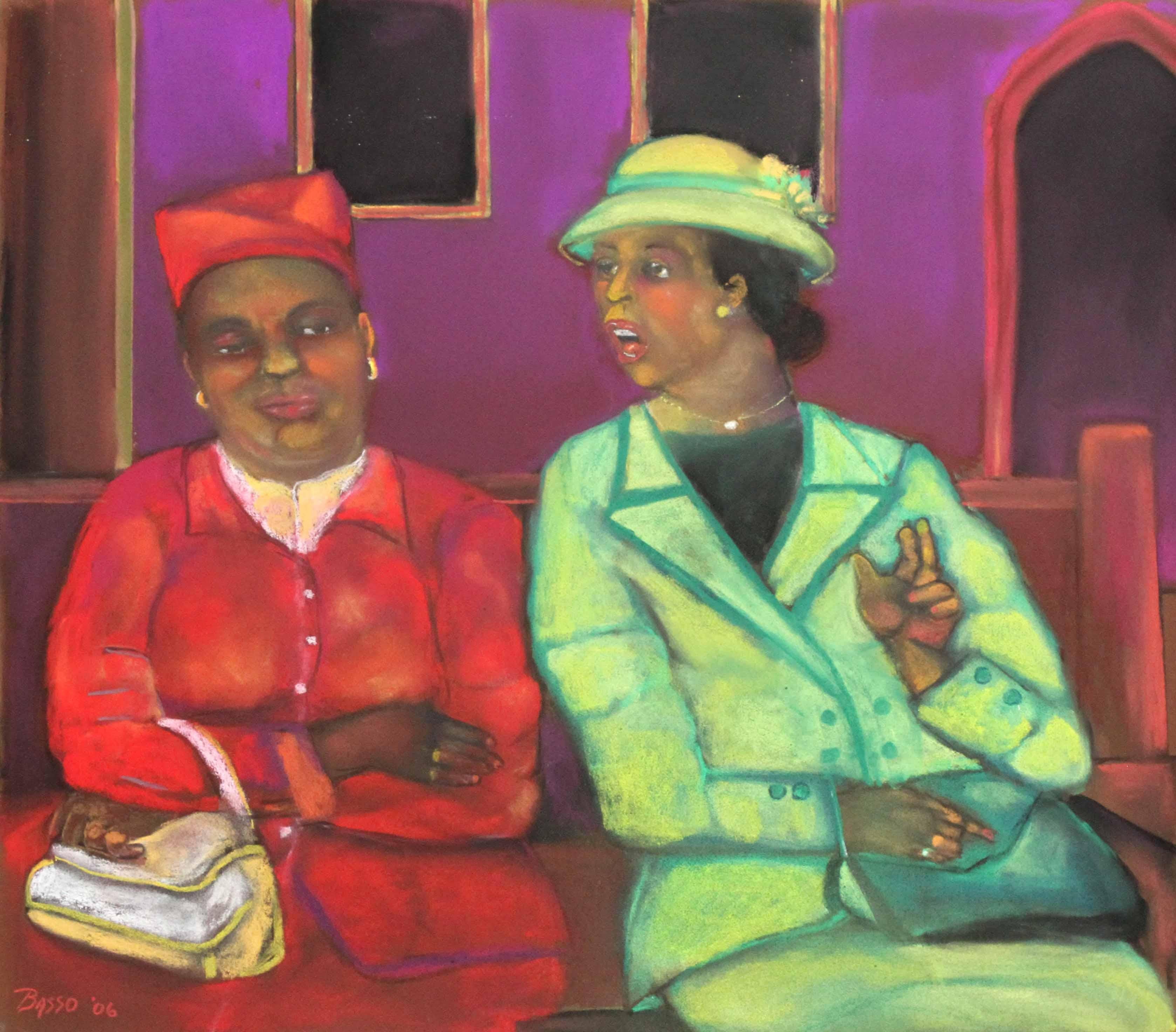 Sunday News  bright color female figures in fashionable dress - Art by Stephen Basso
