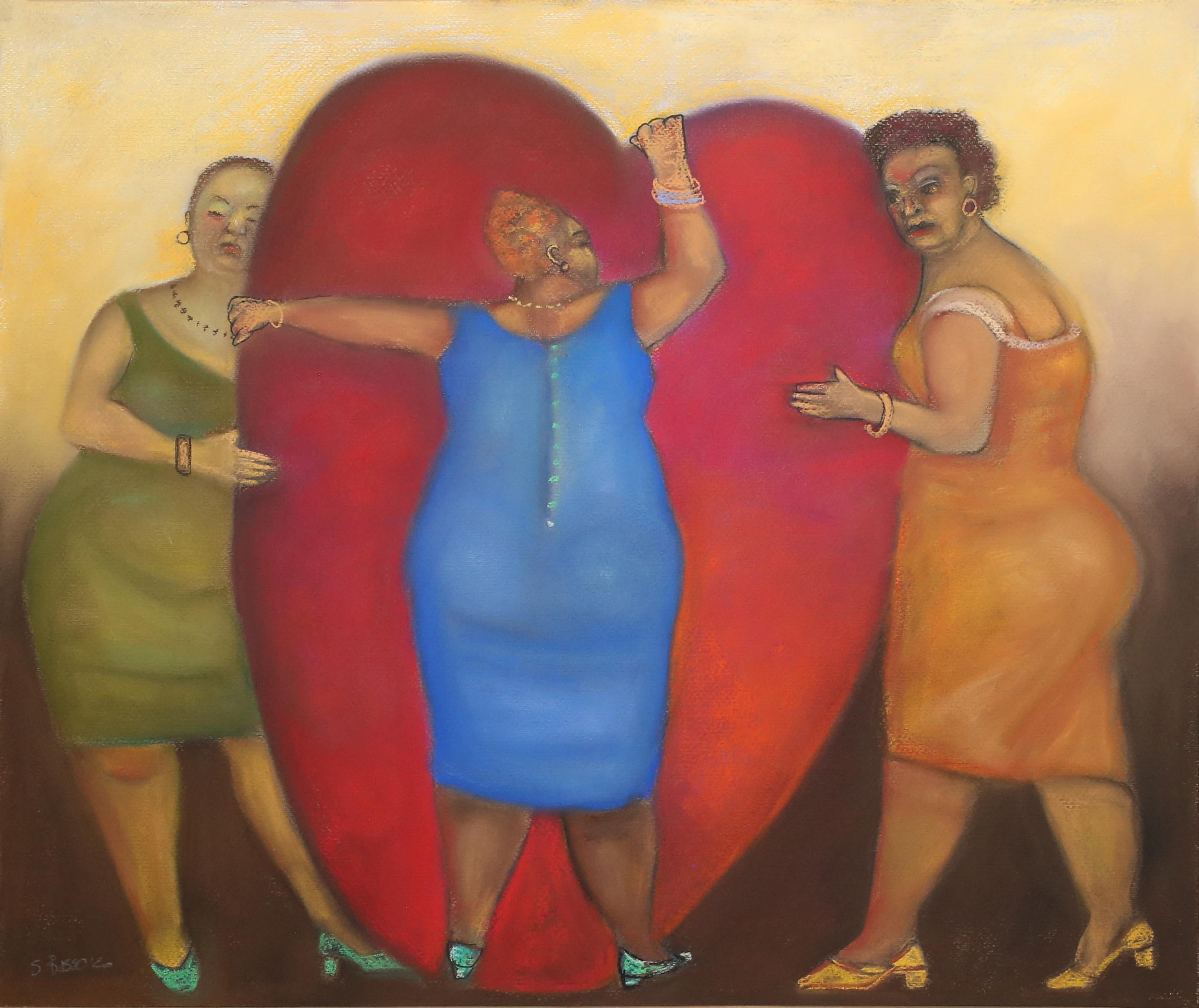 Big Hearted Women bright colors valentine heart love theme large light humor - Art by Stephen Basso