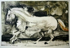 Lusitano #1, monochromatic horse black and white, dramatic