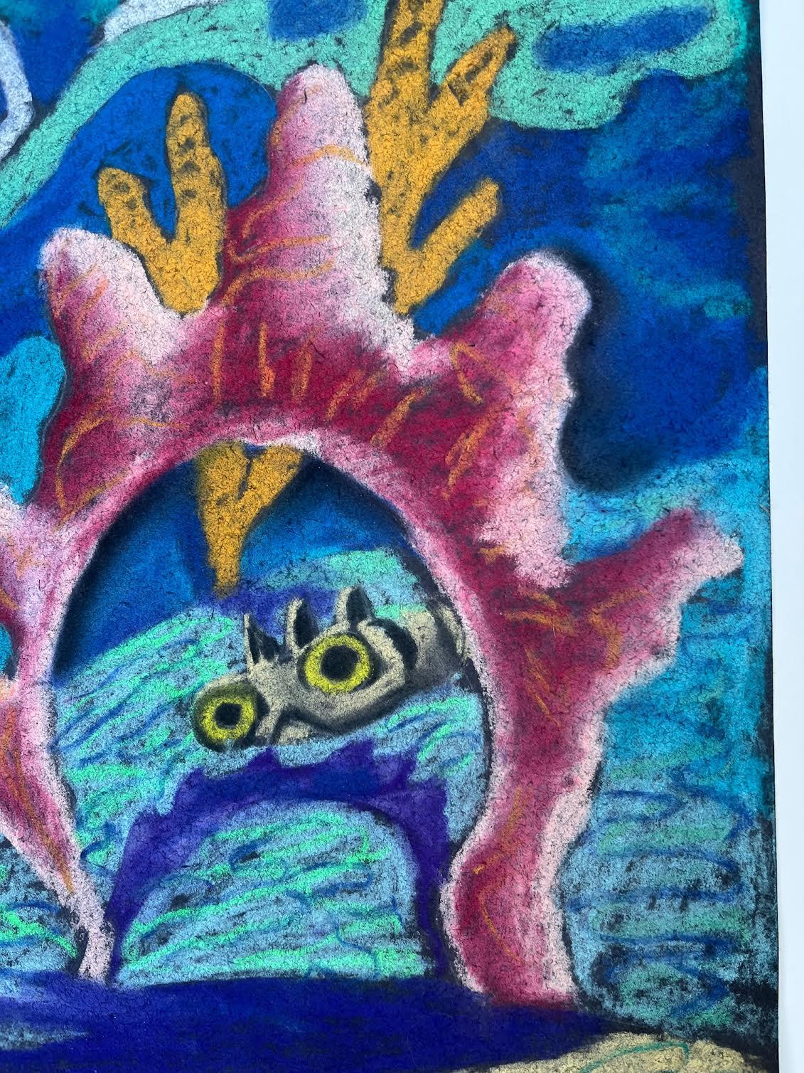 OCEAN DREAMING ,  Playful, imaginative, dark, colorful, dreamy undersea - Art by Philomena Marano