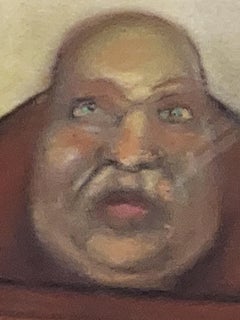 Spring Cleaning large female figure two smaller male figures humorous undertones