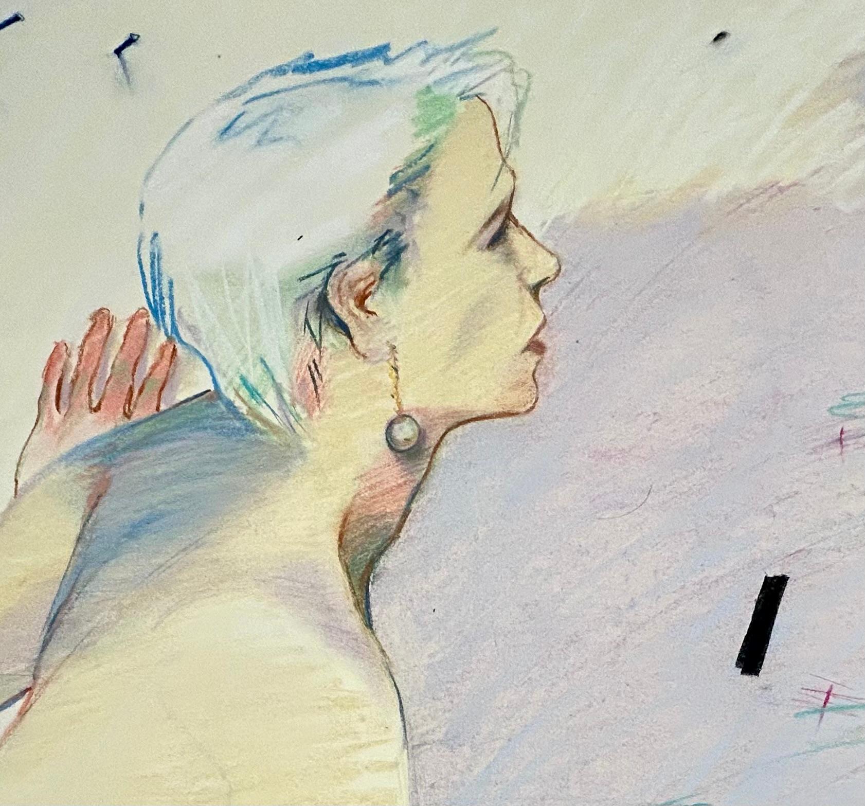 Studio Figure, pastel drawing of female figure, nude - Art by Audrey Anastasi