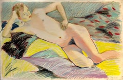 Jane, pastel drawing of female figure, nude