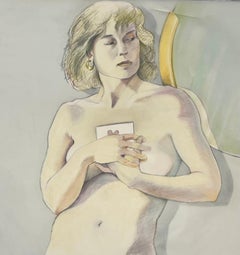 Note, graphite, pastel, mylar, paper, layered drawing, female figure, nude