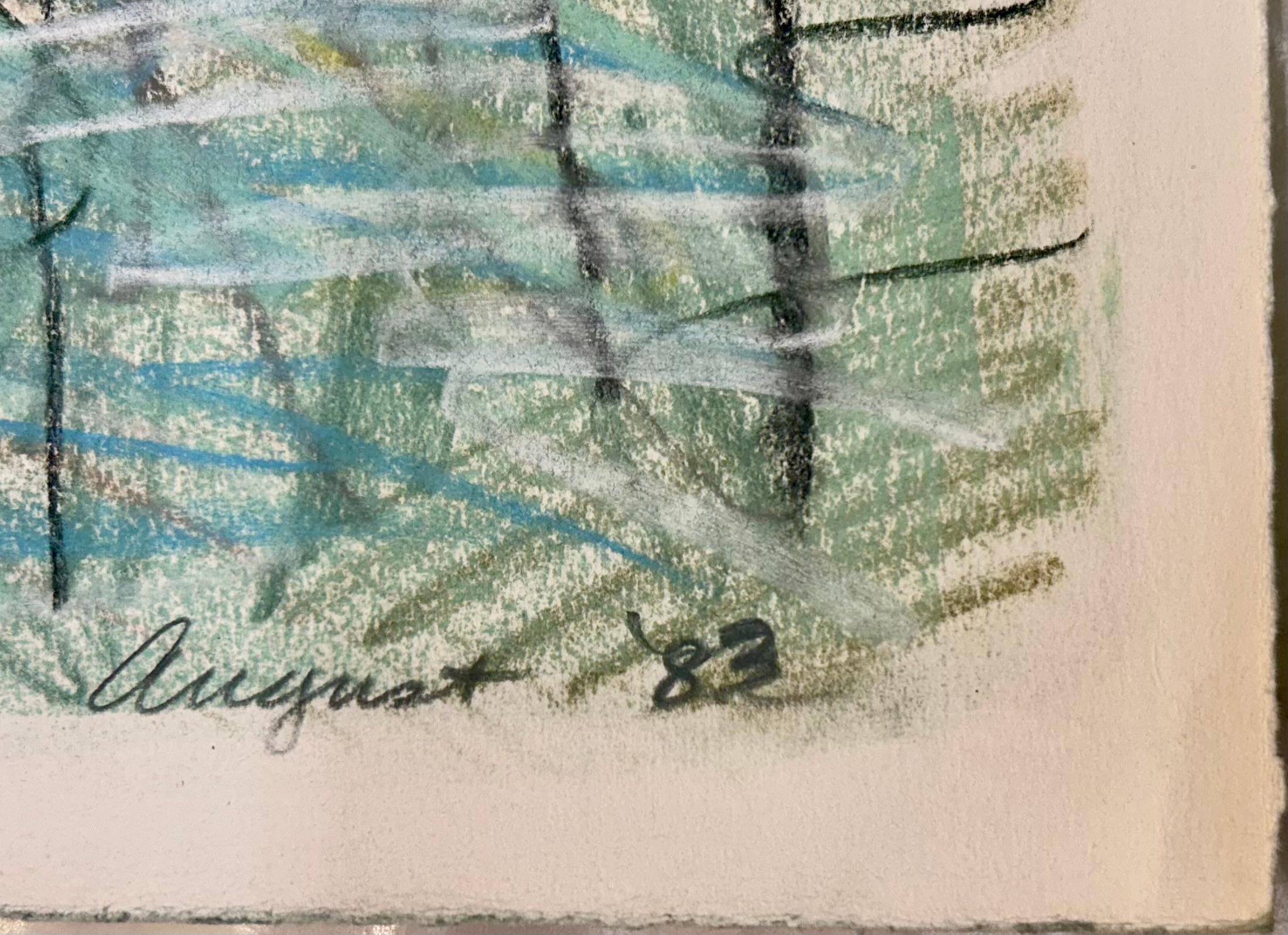 Koi, pesce d'oro, disegno a pastello acqua, Nature, riflessione astratta - Art American Modern di Audrey Anastasi