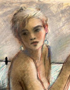 Studio Nude, female figure fish, art within art