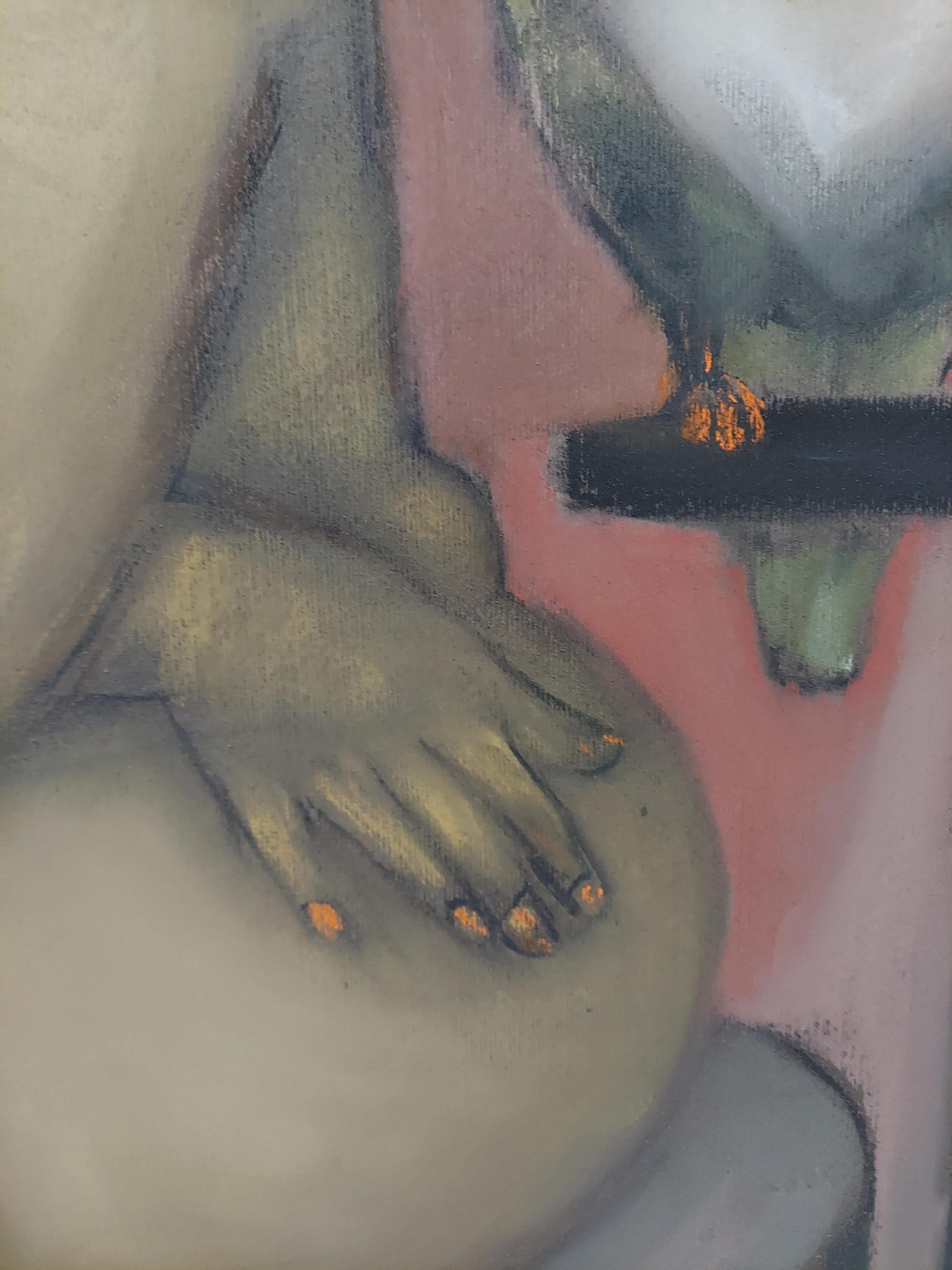 
Soft pastel of seated nude on toned archival paper warm muted earth tones signed and dated on bottom left hand corner. . Suitable for framing under glass
ABOUT Stephen Basso

Stephen Basso's highly original pastels and oil paintings are romantic,
