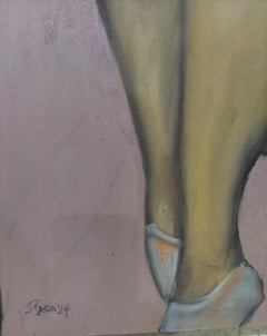 Hex Key Nude  seated female figure with birds perched on large shaped hex keys