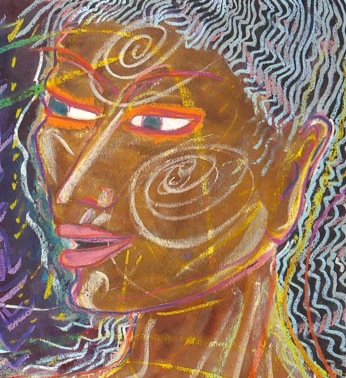 To Be Discovers, aus der Wild Woman Series, farbenfrohe Entdeckerin, die – Painting von Janet Morgan