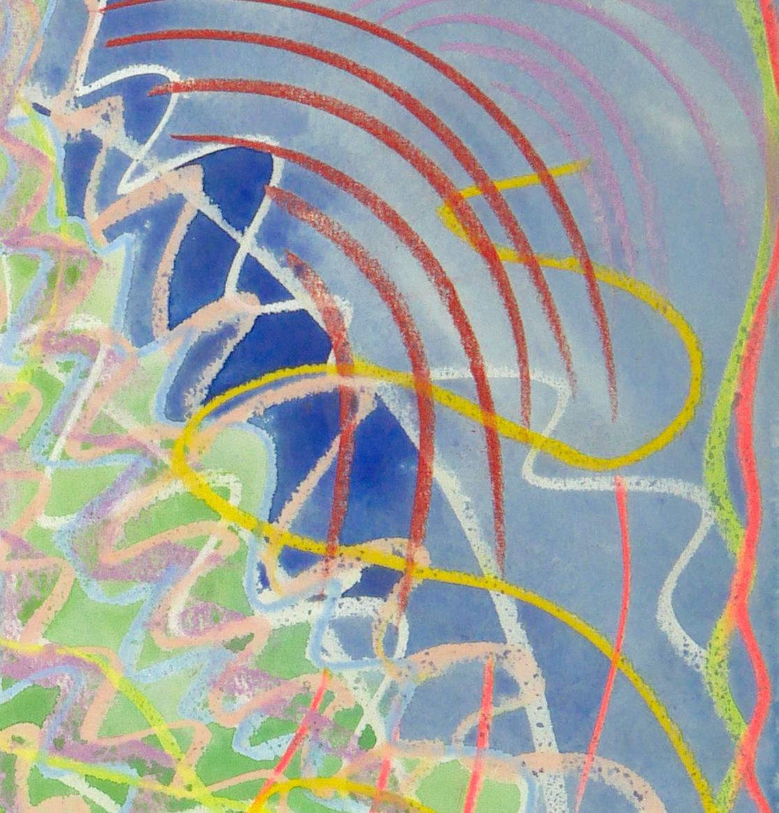 To Dance and Dance, série Wild Woman bleu vert, femme puissante et colorée - Gris Nude Painting par Janet Morgan