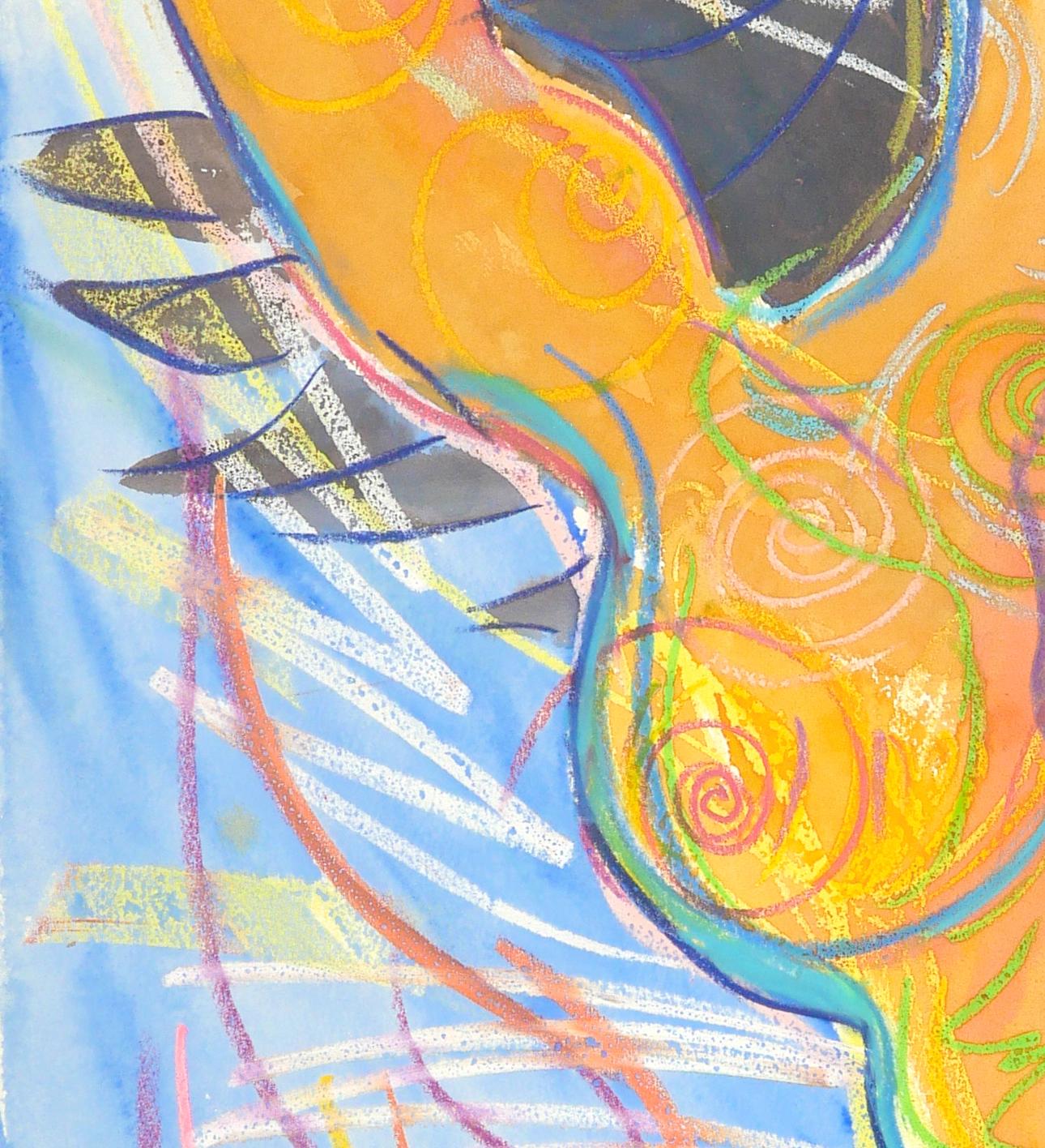 To Fly High and Often, aus der Serie Wild Woman, eine farbenfrohe, kraftvolle Frau (Beige), Nude, von Janet Morgan