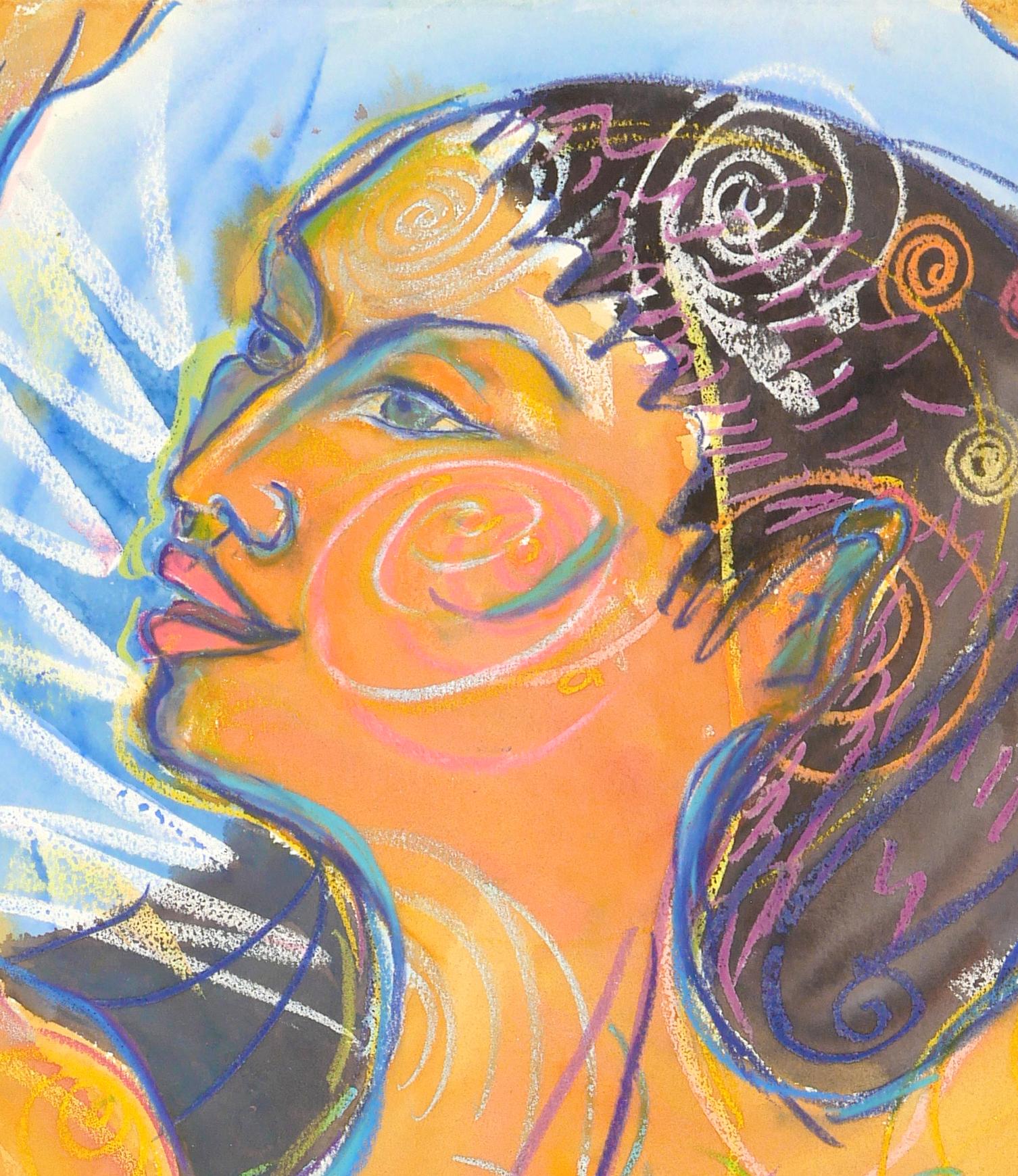 To Fly High and Often, aus der Serie Wild Woman, eine farbenfrohe, kraftvolle Frau – Art von Janet Morgan