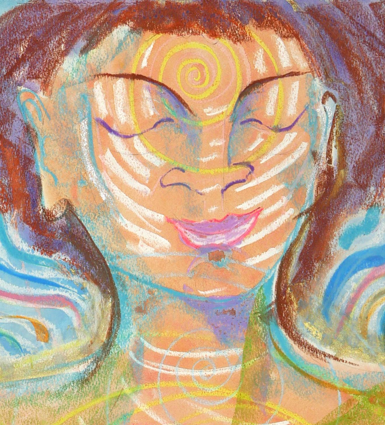 To Forge Peace , Wild Woman Series, farbenfrohe, kraftvolle, nackte weibliche Figur – Painting von Janet Morgan