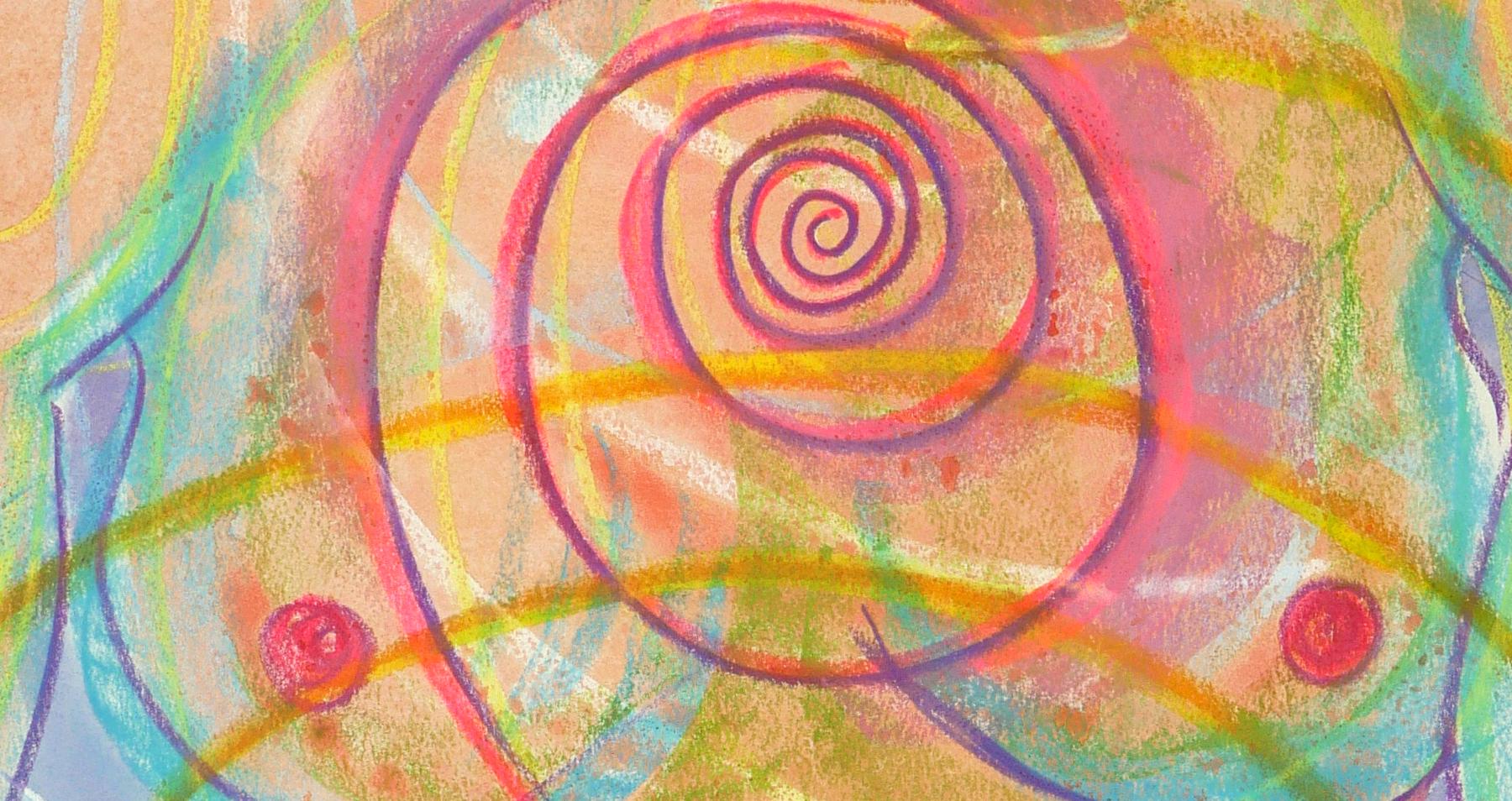 To Forge Peace , Wild Woman Series, farbenfrohe, kraftvolle, nackte weibliche Figur (Expressionismus), Painting, von Janet Morgan