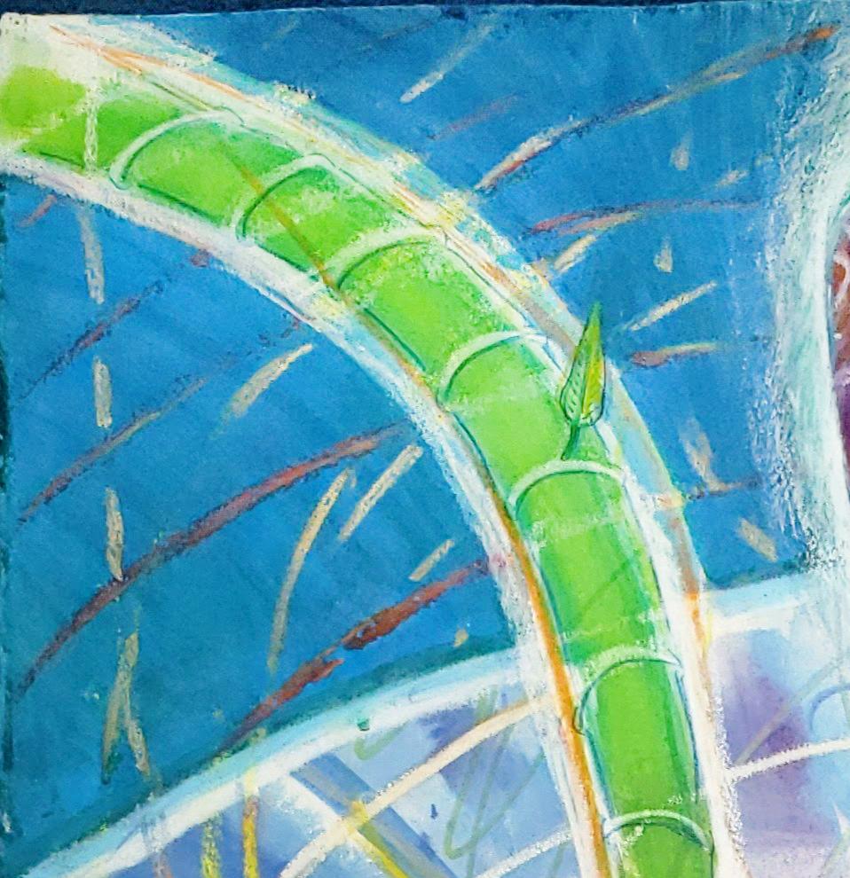 Tulsi-Geist, der die magische Herbe Indiens mit schillernden Pigmenten verkörpert. (Grau), Nude, von Janet Morgan