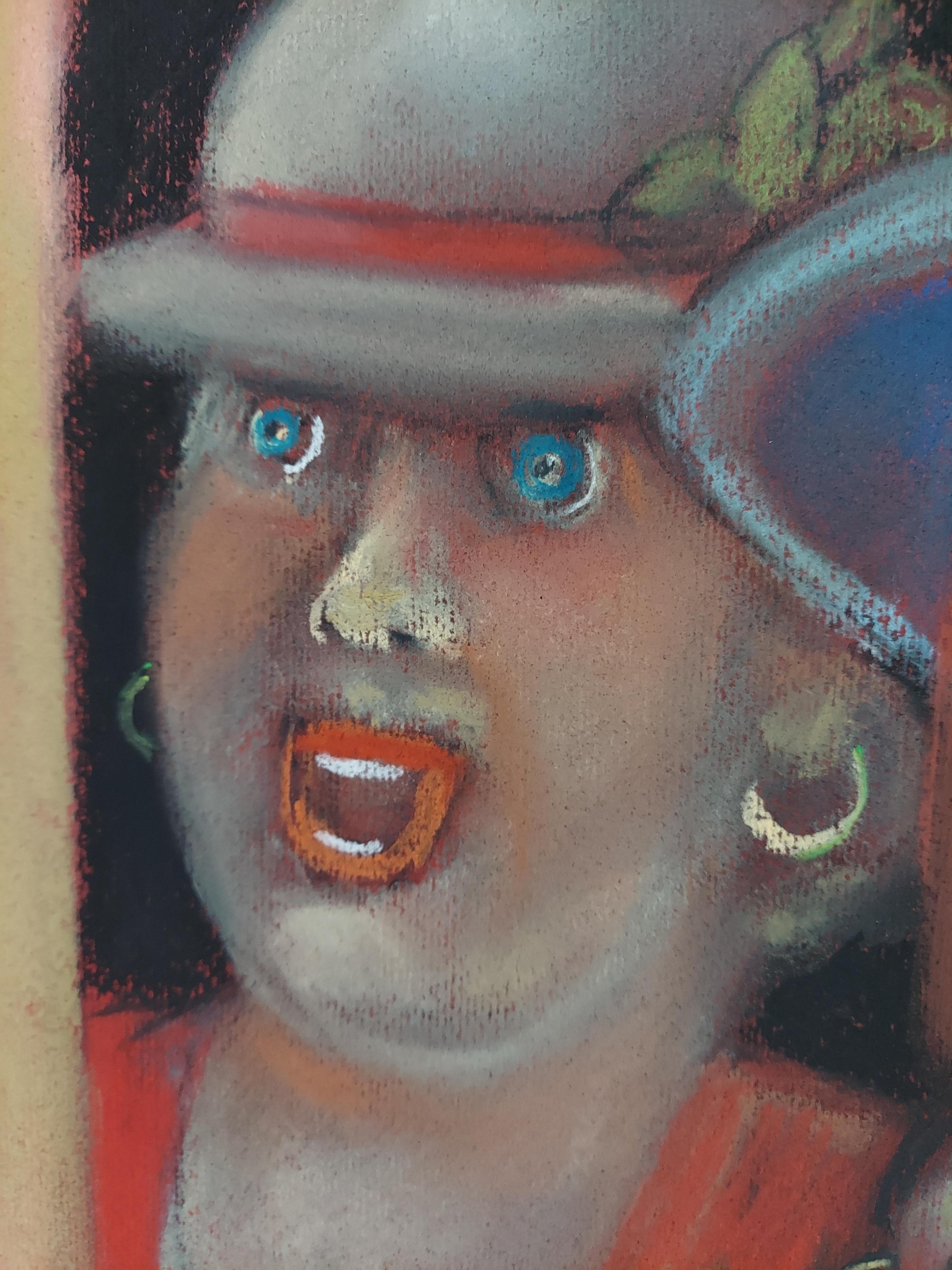 Soft pastel on red toned paper signed and dated on bottom left.  Part of a series of music themes by the artist 
Reminiscent of Botero and Diego Rivera   
ABOUT Stephen Basso

Stephen Basso's highly original pastels and oil paintings are romantic,