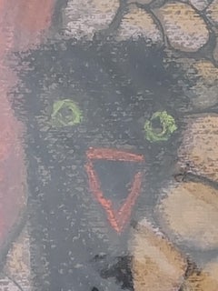 The Egg Farmer half man/ostrich walking on eggs by a dark sea humorous overtones