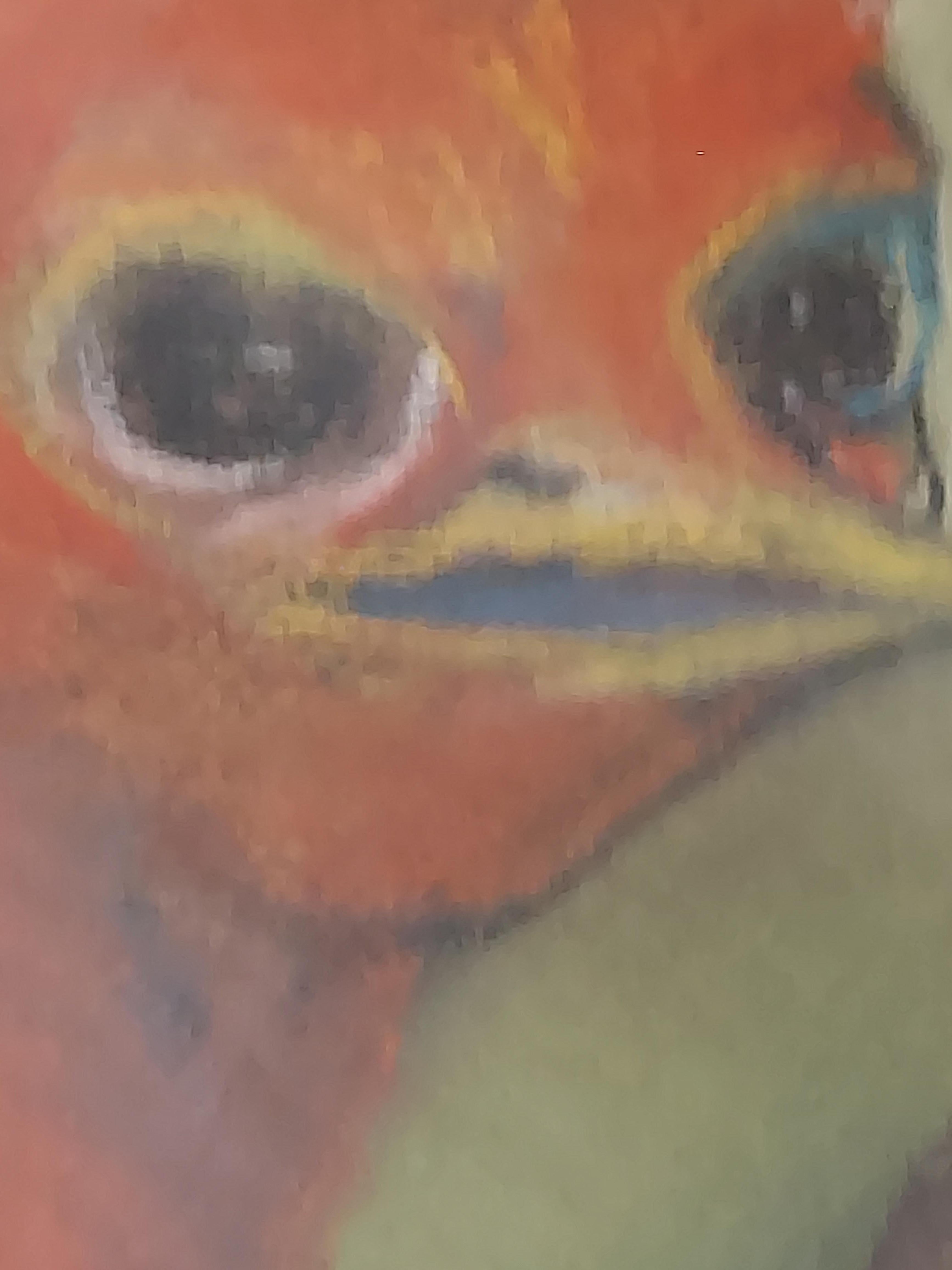 Le producteur d'œufs/autruche se promenant sur des œufs au bord d'une mer sombre, avec des connotations humoristiques - Surréalisme Art par Stephen Basso