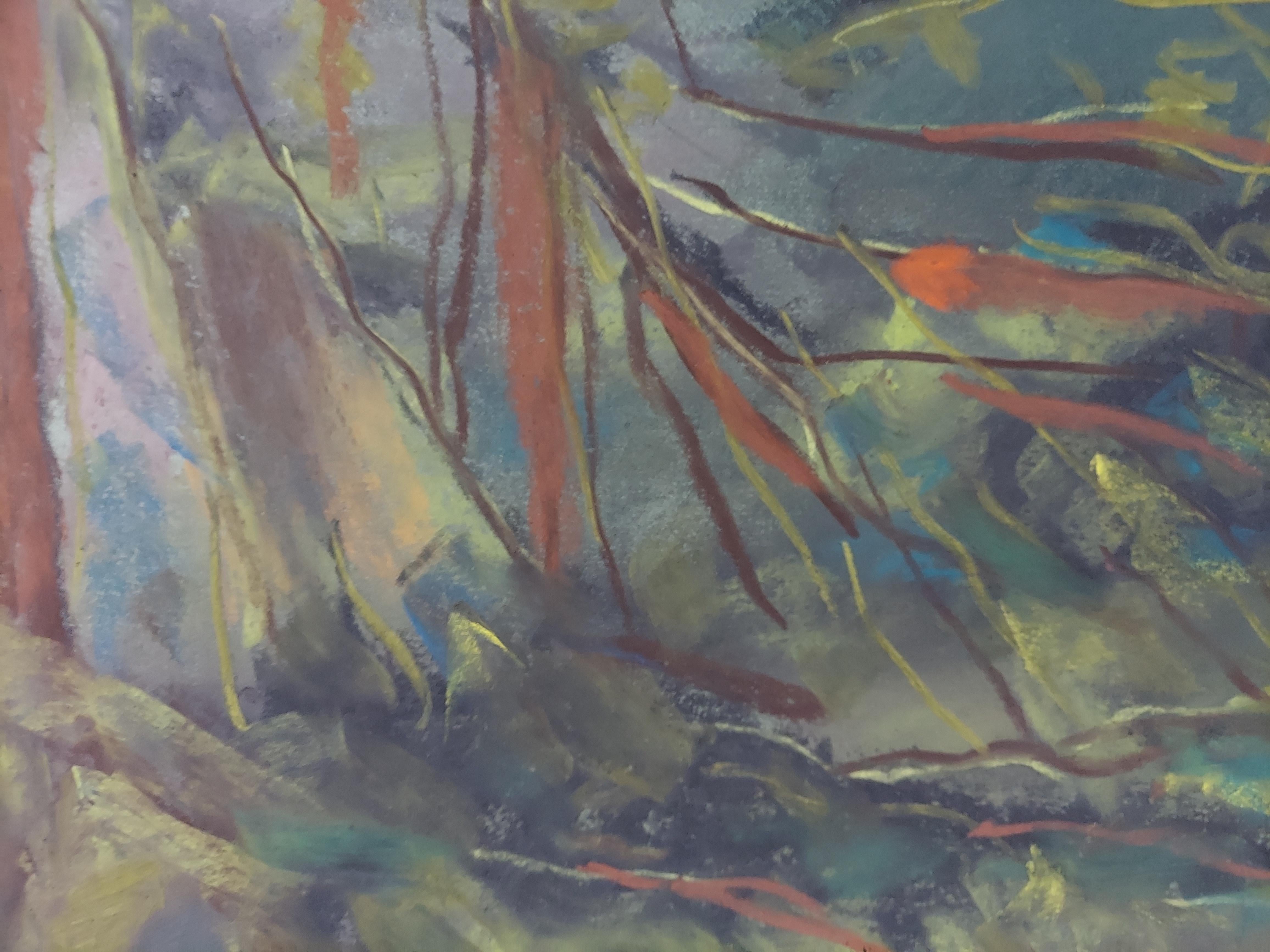 Cespuglio ardente  Forrest paesaggio solitario figura femminile narrazione biblica - Art American Modern di Stephen Basso
