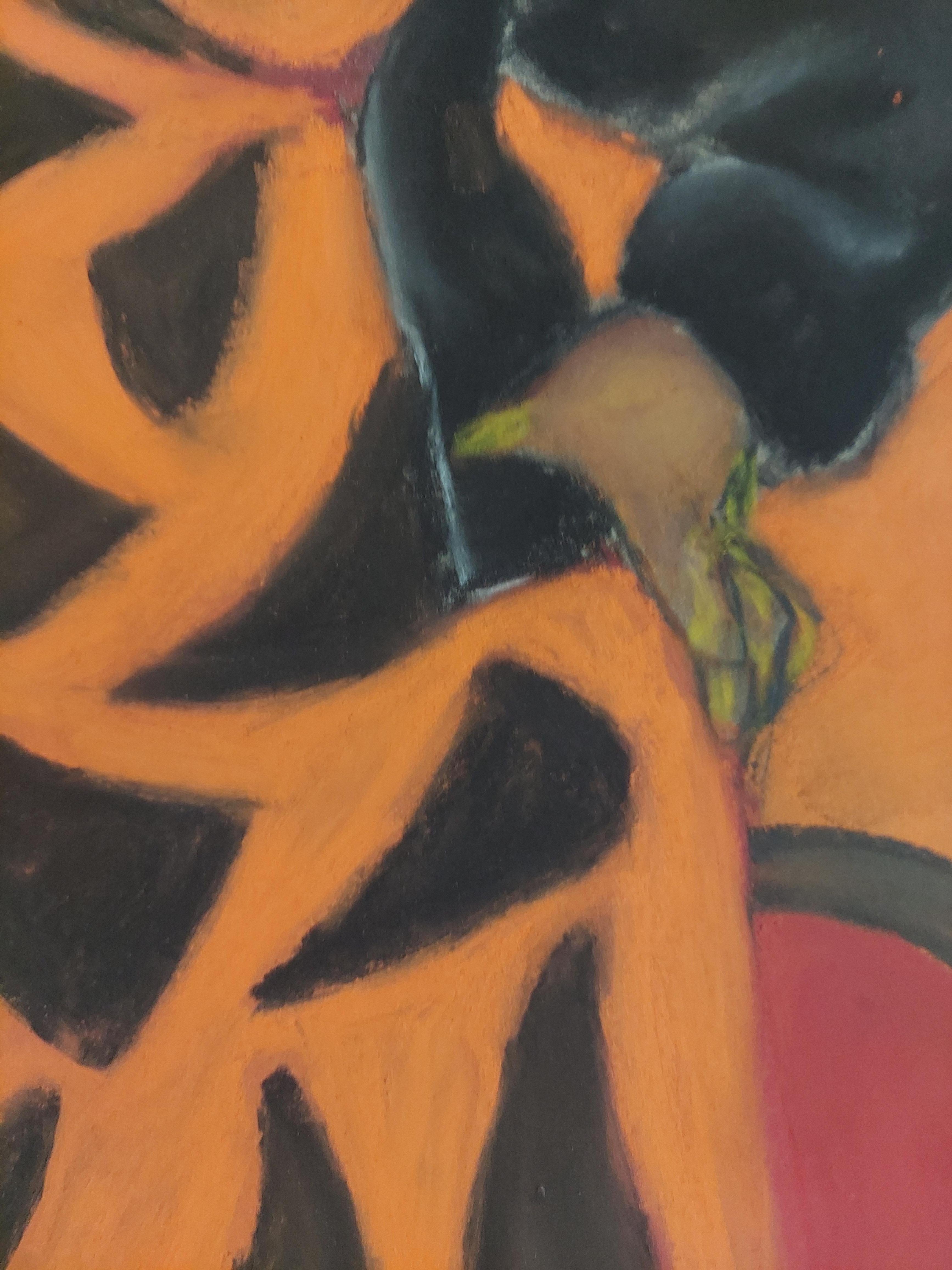 Patterns female figure pattern dress strong red-orange and black colors - Expressionist Art by Stephen Basso