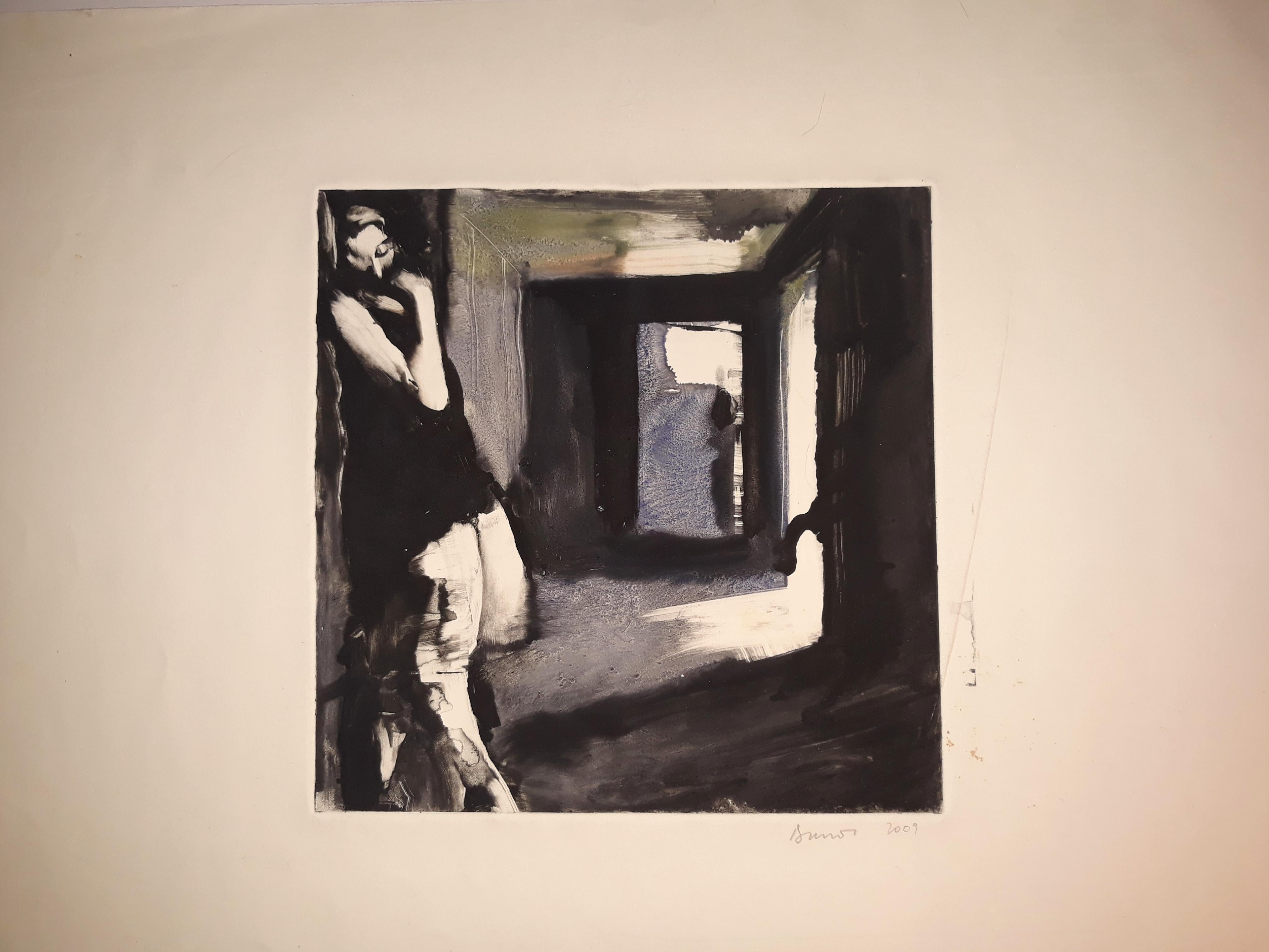Sleepwalking at the Olcott, mystery monochrome Erzählung Noir (Amerikanische Moderne), Art, von Tom Bennett