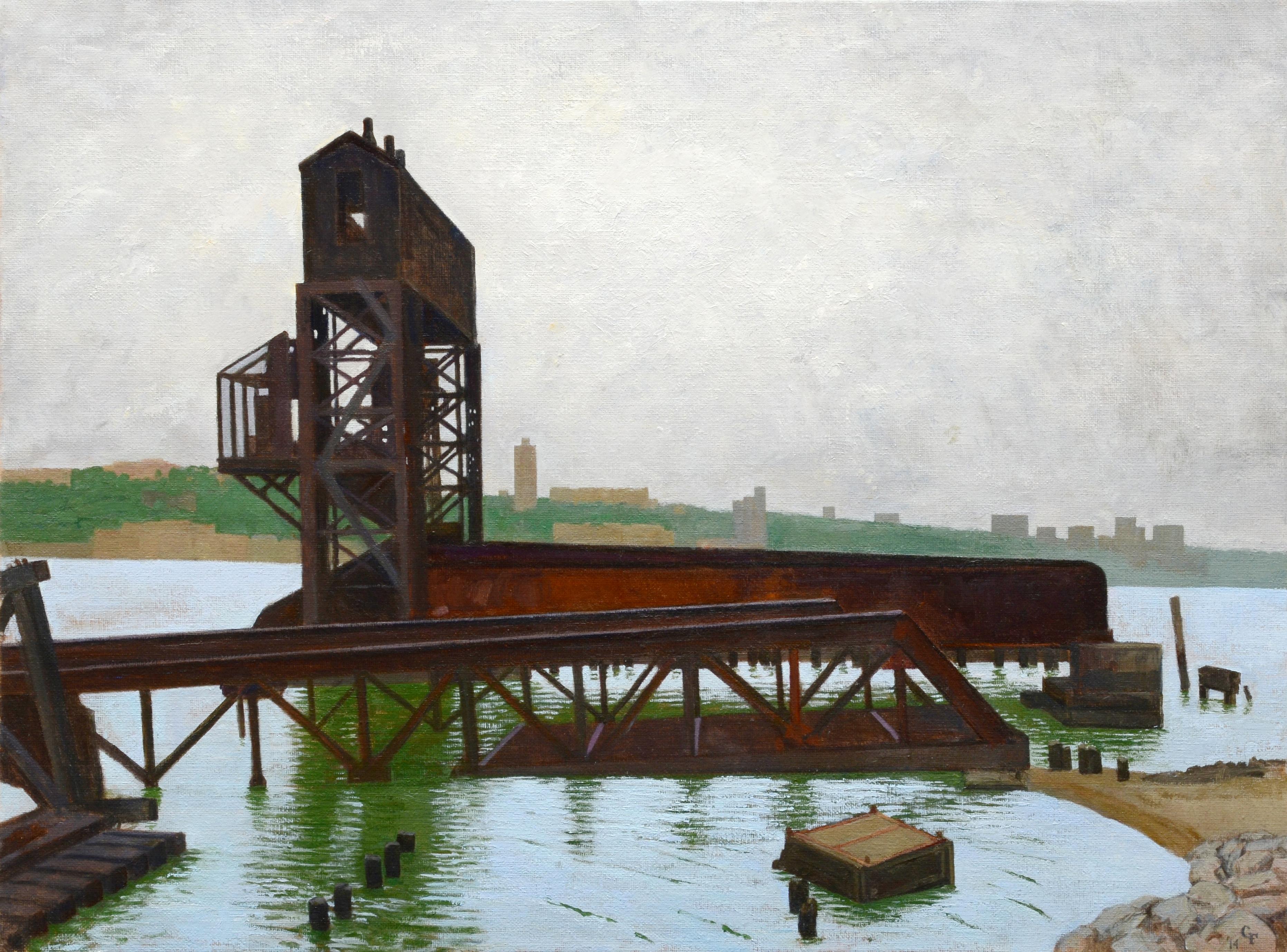 Gregory Frux Landscape Painting - Railroad Pier, 2014