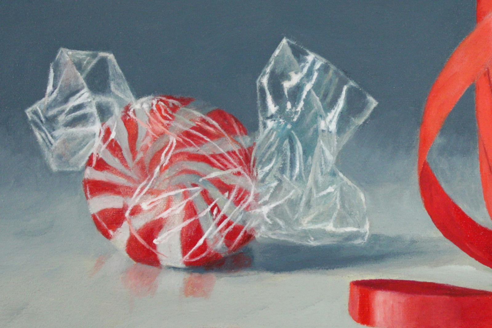 Red Spirals, colorful, superrealism, photorealism - Painting by Doug Newton