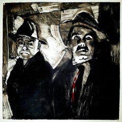 The Killers 2, black and white monotype, dramatic, night, narrative