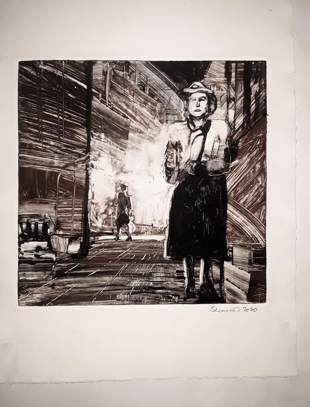 Third Man 3, notte, paesaggio urbano, monocromatico, narrativo - Print American Modern di Tom Bennett