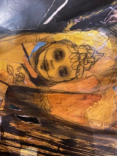 Dark Water, mystery, collage, figure, black yellow, night