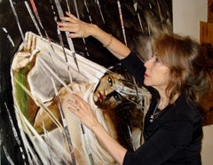 Night Aquatic, collage, muted color, mixed media, woman, charcoal,