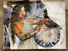 Gaia, Mysterium, Collage, Figur, Stoff, Mythologie, Vogel