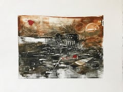 El Despertar, monotipo abstracto, tonos tierra