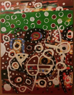 New Afrika Boogie, colorful abstraction Neo- African, oil on printed paper