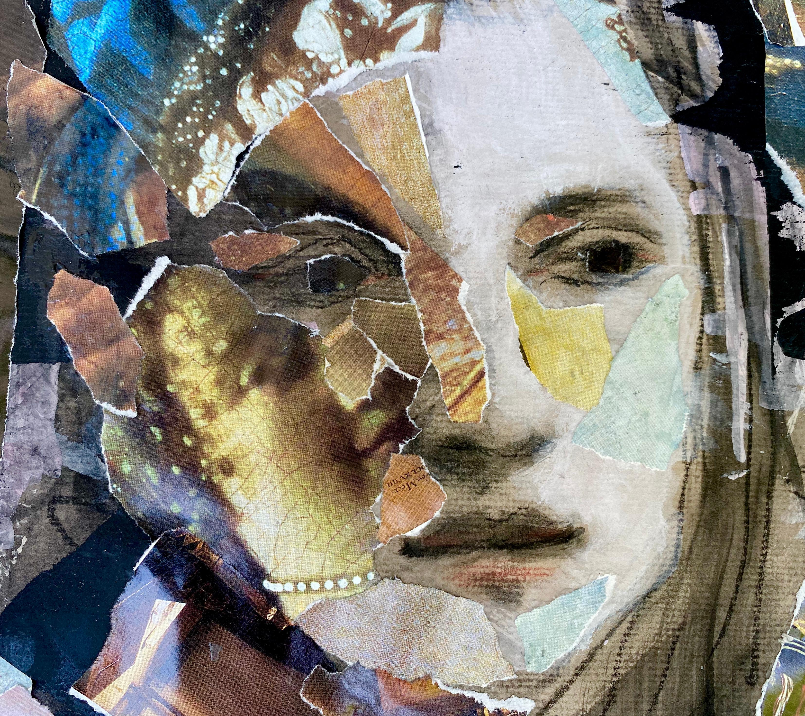 Vermeer Tapestry, collage with classical elements, disrupted realism - Art by Audrey Anastasi