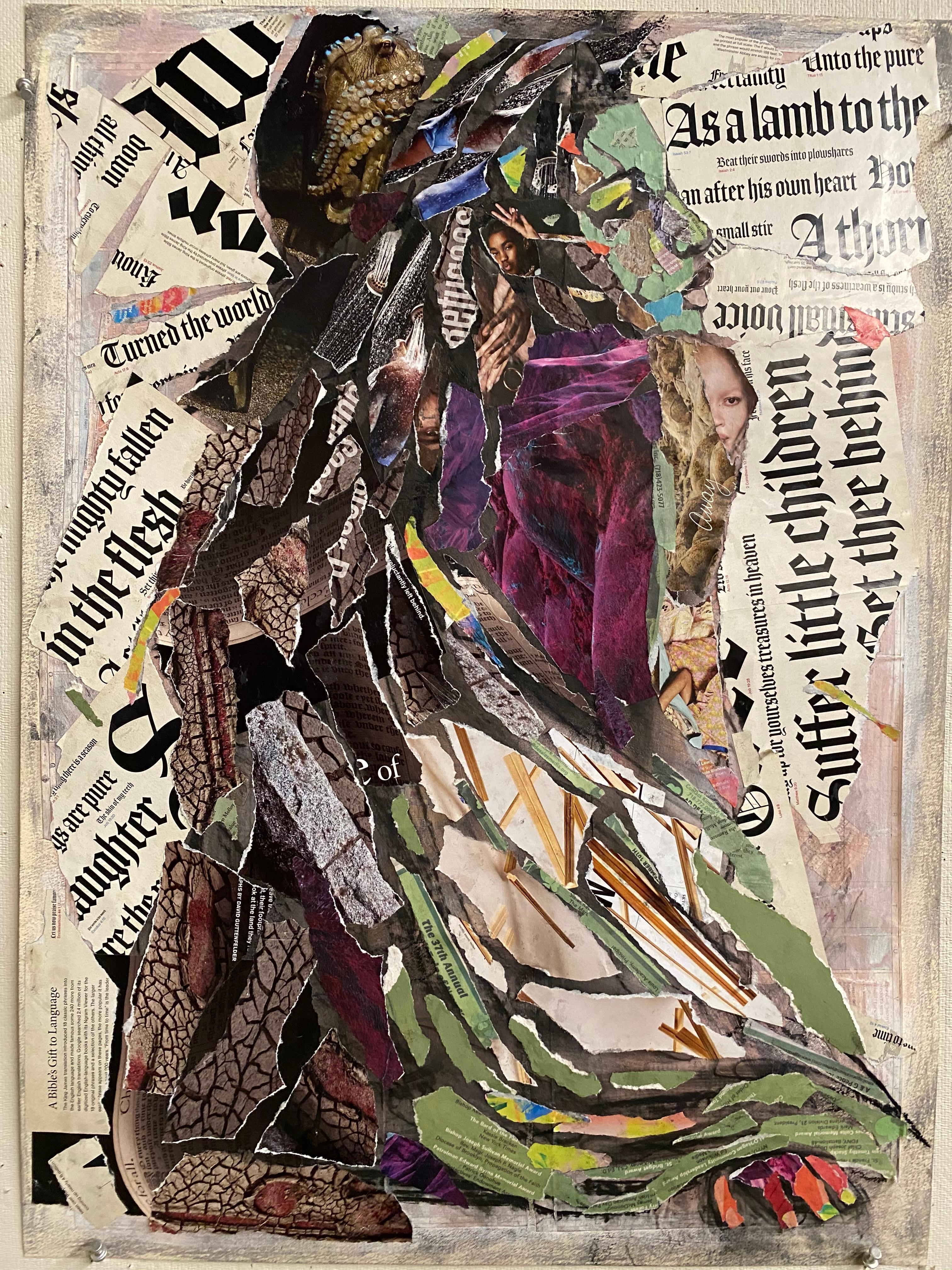 Audrey Anastasi Portrait - Scripture Tapestry, collage with woman and Biblical quotes