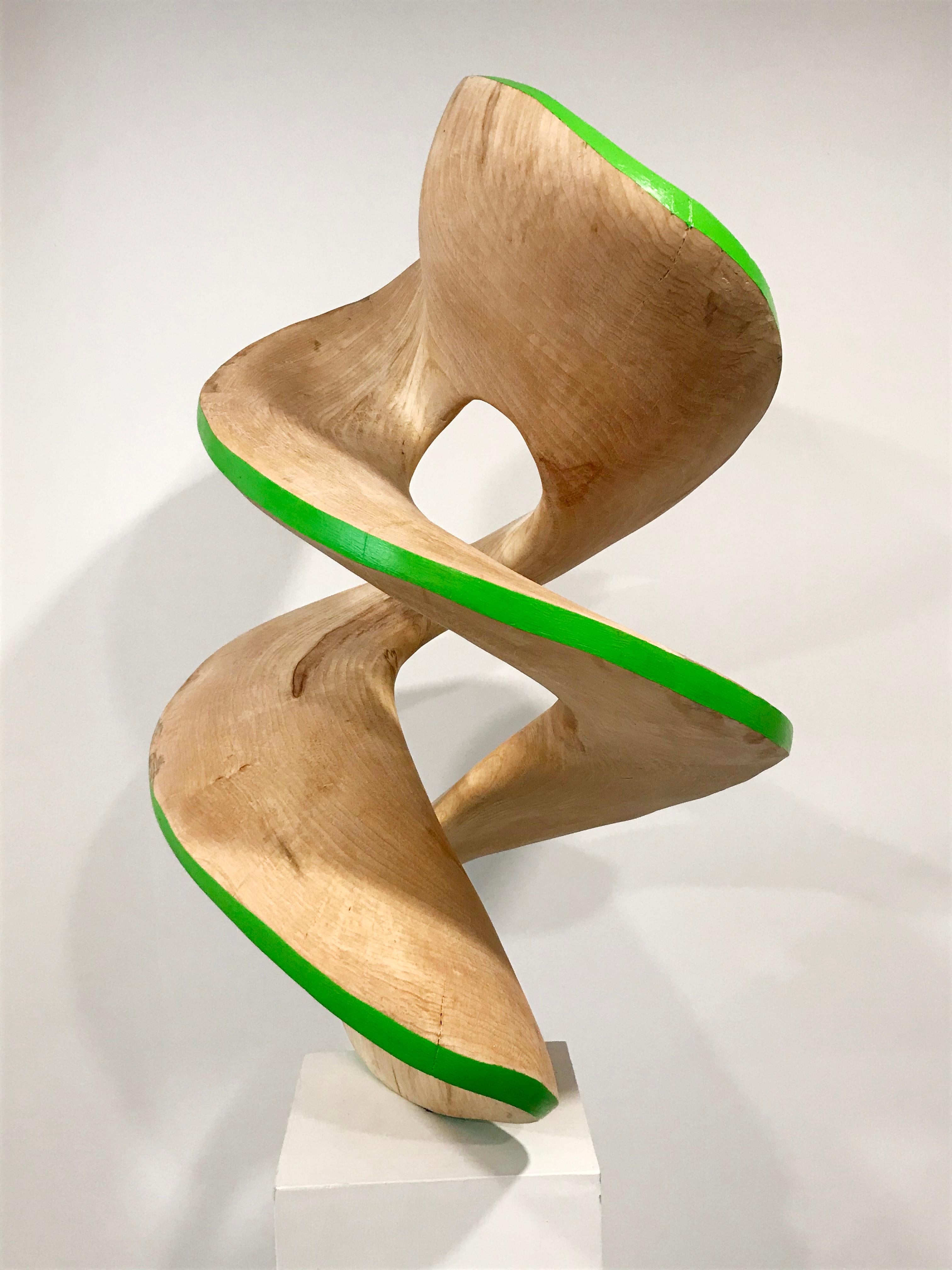 Spiral#3-Green, large maple sculpture