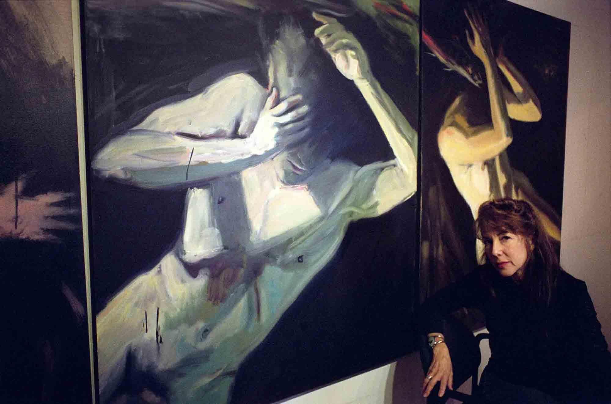 Abyss, nu masculin - Noir Nude Painting par Audrey Anastasi