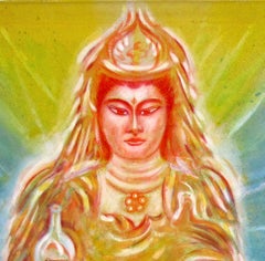 Kuan Yin, Goddess of Compassion, mythical, spiritual,  acrylic banner painting.