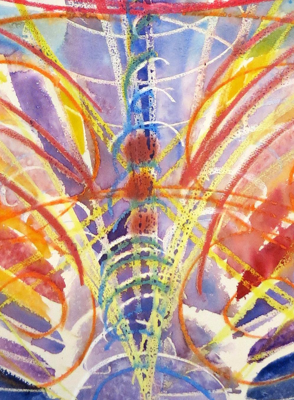 Delight - mythische, spirituelle, abstrakte Muster, farbenfrohe Aquarellbilder – Art von Janet Morgan