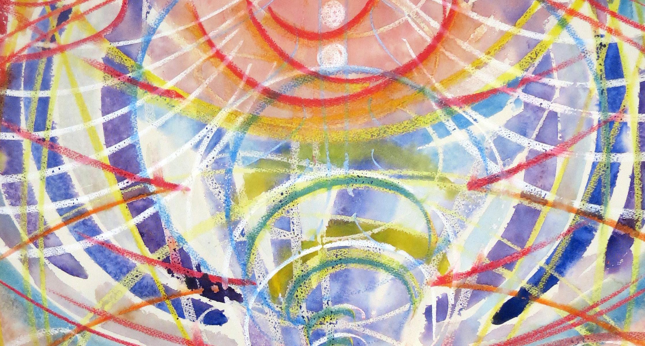  Delight - mythische, spirituelle, abstrakte Muster, farbenfrohe Aquarellbilder (Abstrakt), Art, von Janet Morgan