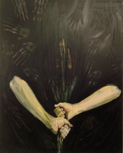 In Obscura, dark, symbolic, oil painting, mysterious, surrealistic hands