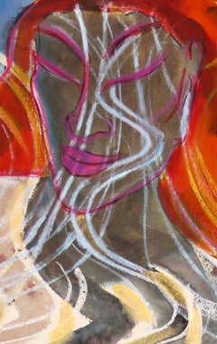 Palm to Palm Again, spiritual, abstract healing goddess, blues, energy fields,