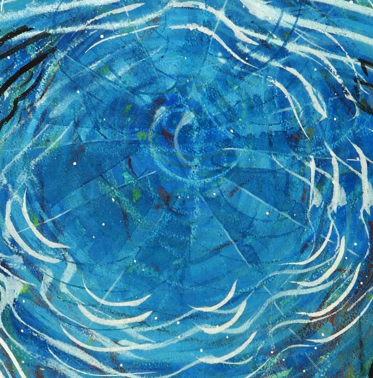 Janet Morgan Open Heart Vibrant Blues Eastern Spiritual Figure For
