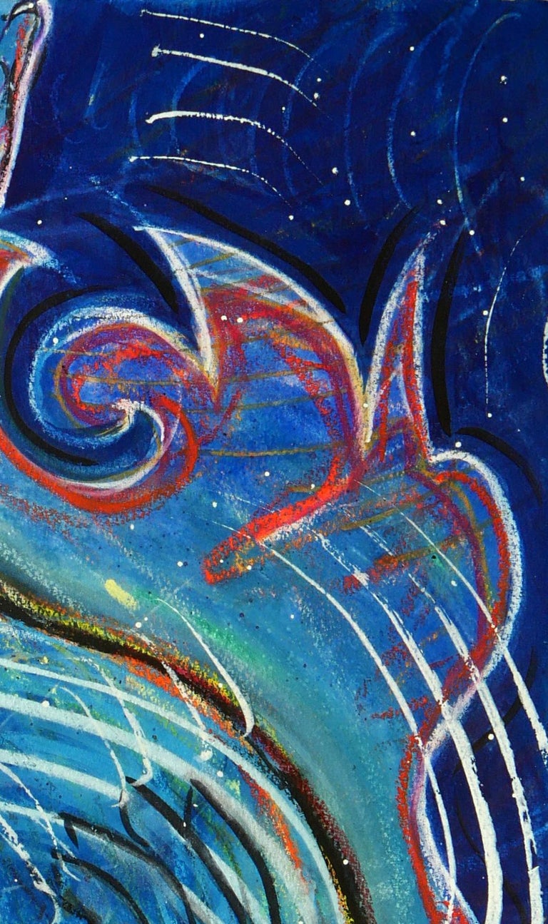 Janet Morgan Open Heart Vibrant Blues Eastern Spiritual Figure For