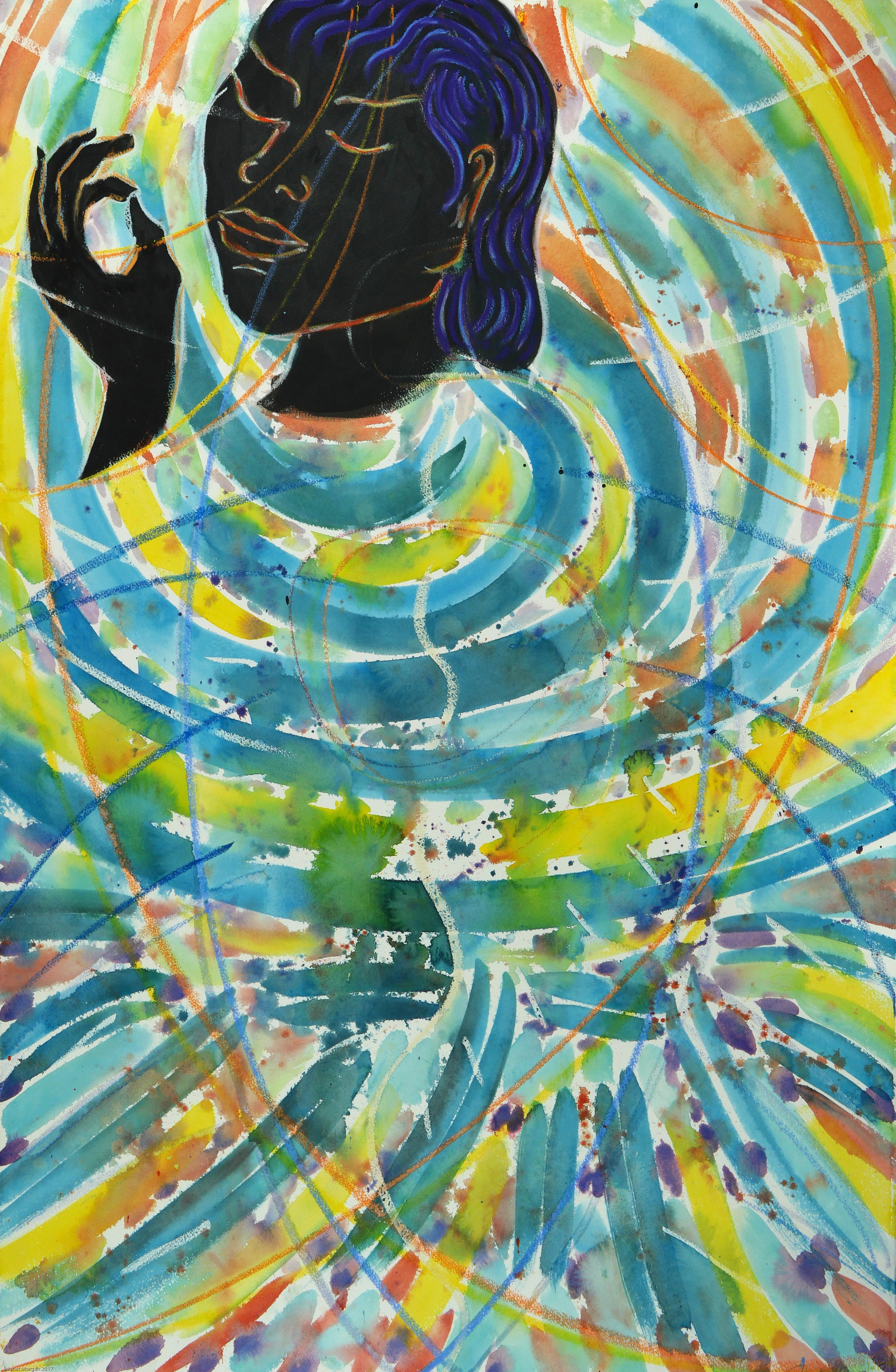 Janet Morgan Figurative Painting - Like This (Homage to Rumi) colorful spiritual abstract goddess figure 