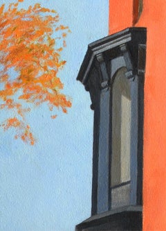 Mansard Window, realistic historic urban architecture, Brookyn cityscape, brick