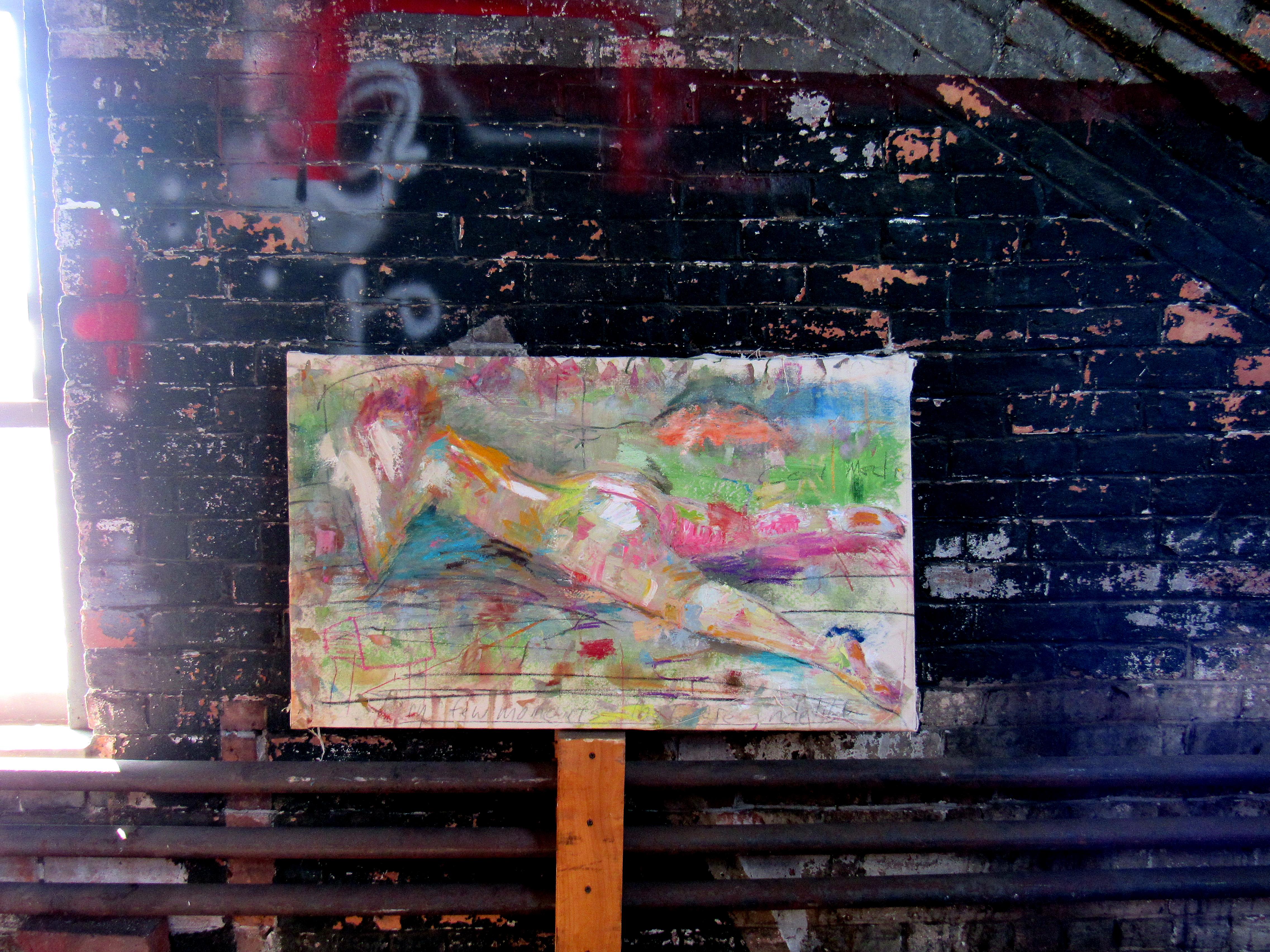 Odalisk, farbenfrohe, gestische abstrakte Skulptur, Akt, Figur, Landschaft – Painting von C. Dimitri