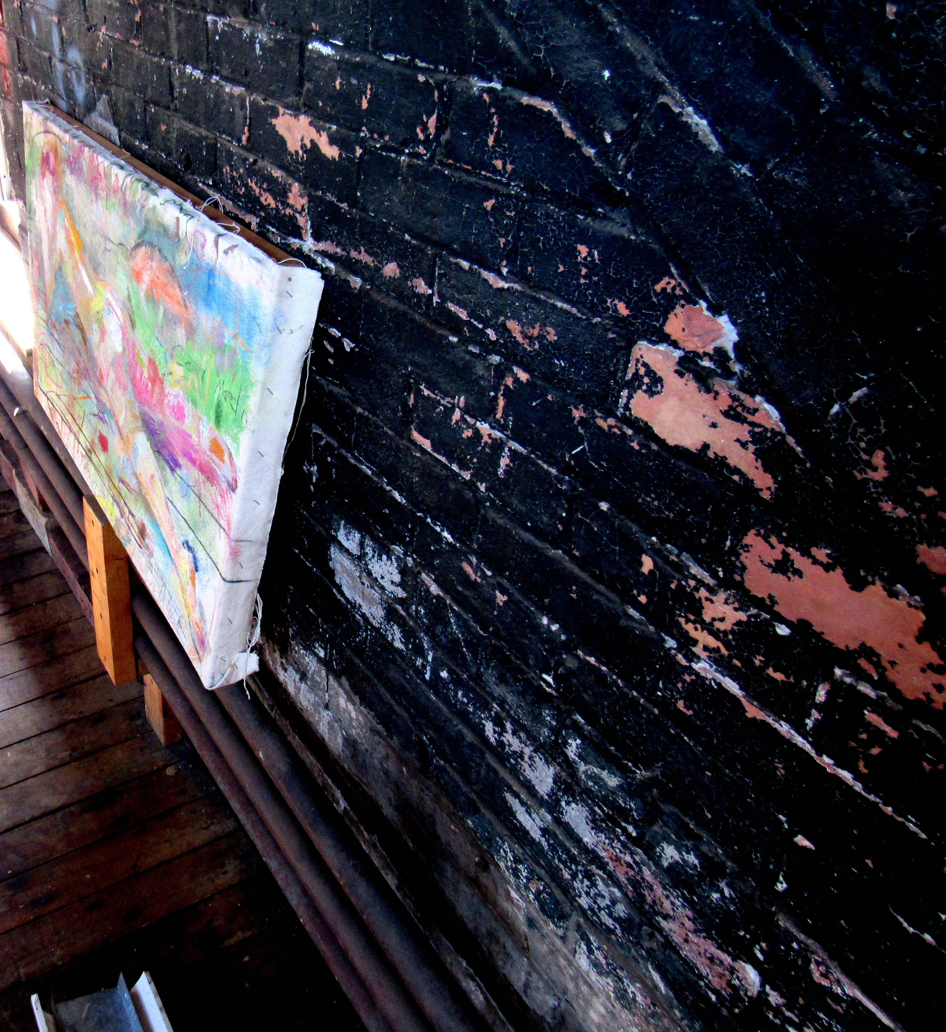 Odalisca, astratto gestuale colorato, nudo, figura, paesaggio - Abstract Painting Grigio di C. Dimitri